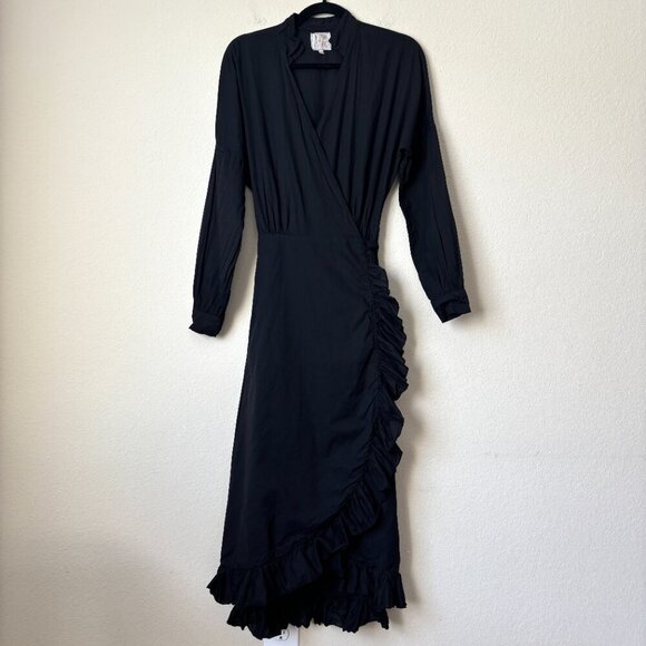 A Shirt Thing Dresses & Skirts - A Shirt Thing Ruffle Trim True Wrap Midi Dress